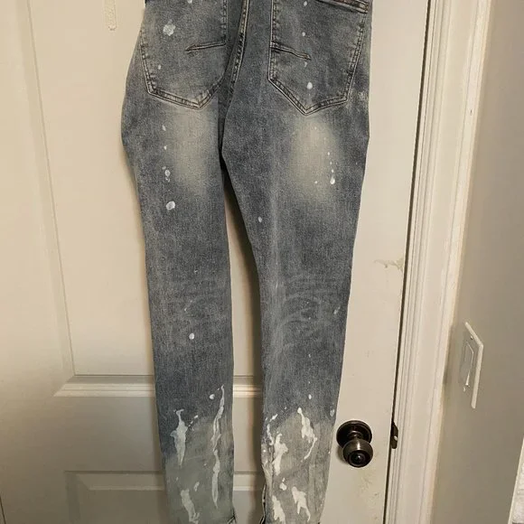 KDNK Ripped Paint Splatter Ripped Skinny Jeans - Picture 2 of 3